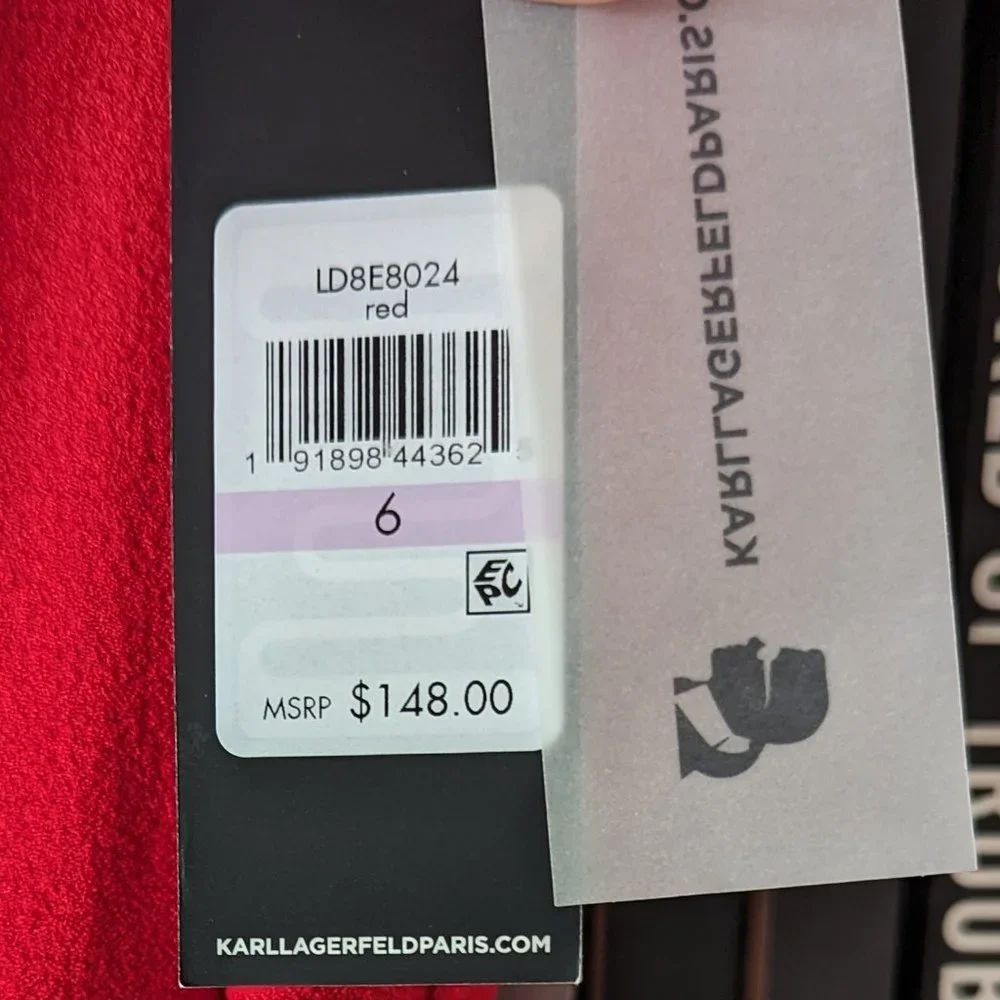 Karl Lagerfeld Red Belted Jumpsuit // Wide Leg & Cropped // Size 6 // NWT - Picture 7 of 7
